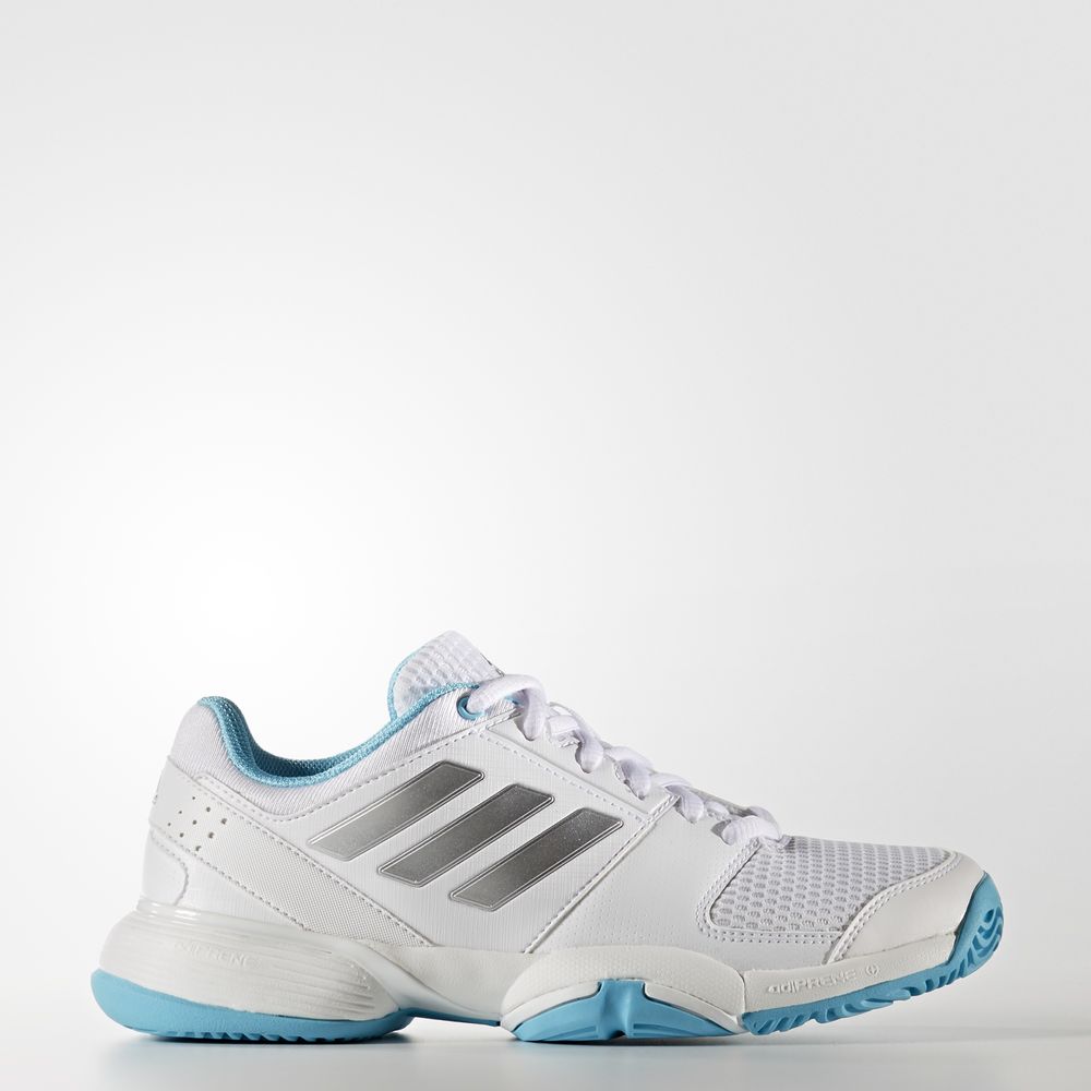 Adidas Barricade Club - παπούτσια τένις για κοριτσια - Ασπρα/Ασημι Μεταλλικός/Μπλε,Μέγεθος: EU 27 –